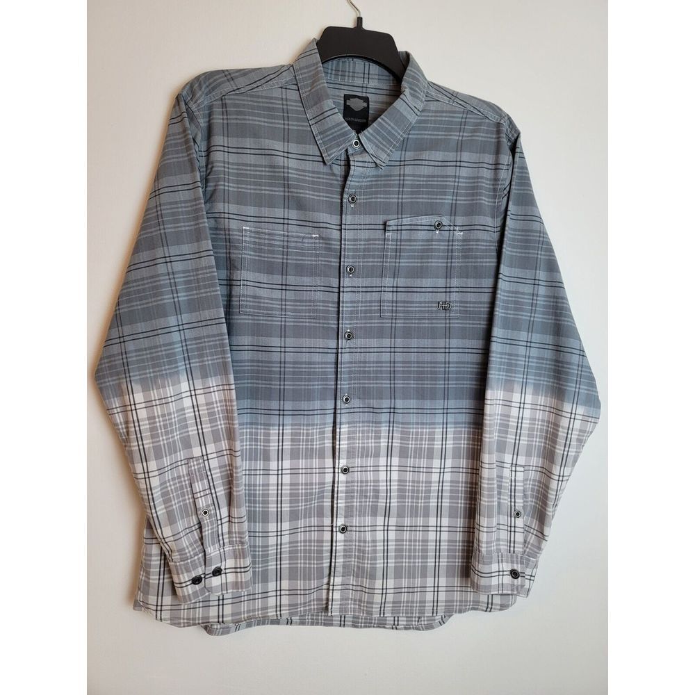 Harley-Davidson Gray Plaid Button Down Shirt
